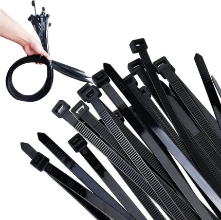 ATETEO Black Cable Ties, 500mm x 9mm, Pack of 50, Premium Nylon Zip Ties, Multi-Purpose Plastic Tie Wraps, Secure Self-Locking Mechanism, for Home, Garden, Office and DIY